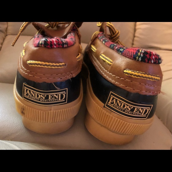 Vintage Land’s End Low Duck Boots Plaid Trim Wool Lining - Size 7 - Picture 7 of 7